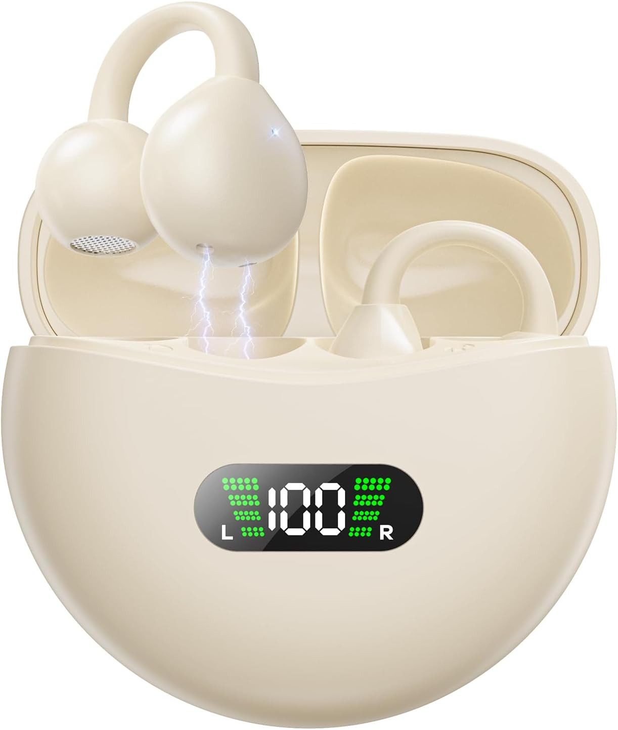 MOPUEA Bluetooth-Kopfhörer, Bluetooth 5.4-Sportkopfhörer, immersiver Bass Open-Ear-Kopfhörer (Clip-on Sport-Kopfhörer, Digitale Anzeige-LED, für Sport/Fitness)