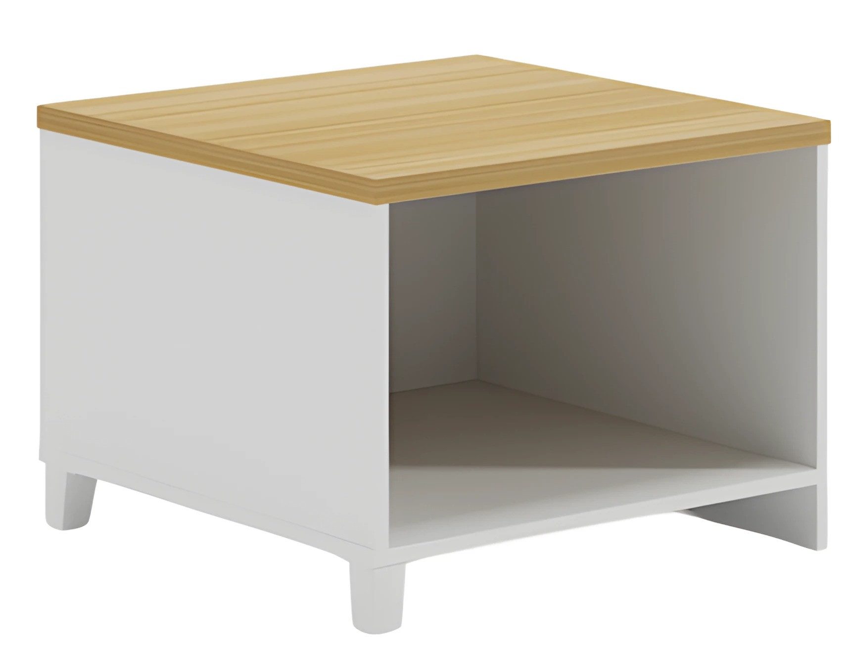 JVmoebel Beistelltisch Moderner Beistelltisch in Weiß mit Holzplatte und Stauraum (1-St), Made in Europe