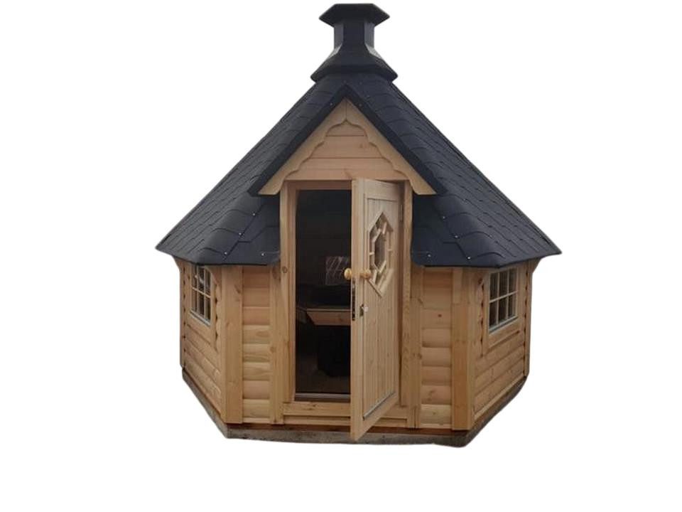 JVmoebel Grillkota Grillhütte mit Feuerstelle für gesellige Abende im Garten, Made in Europe