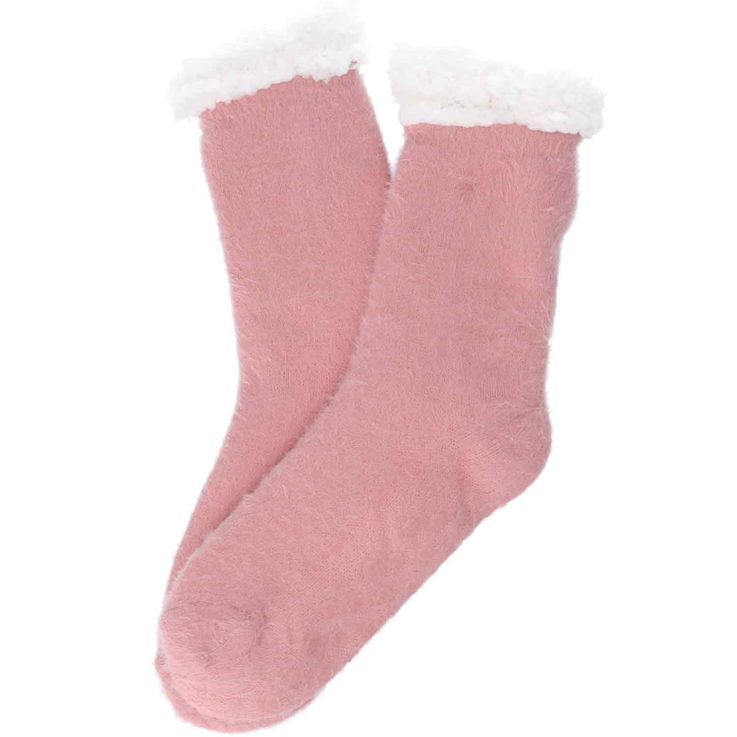 Haussocken Antonio Damen Hüttensocken Fluffy Flauschy rose