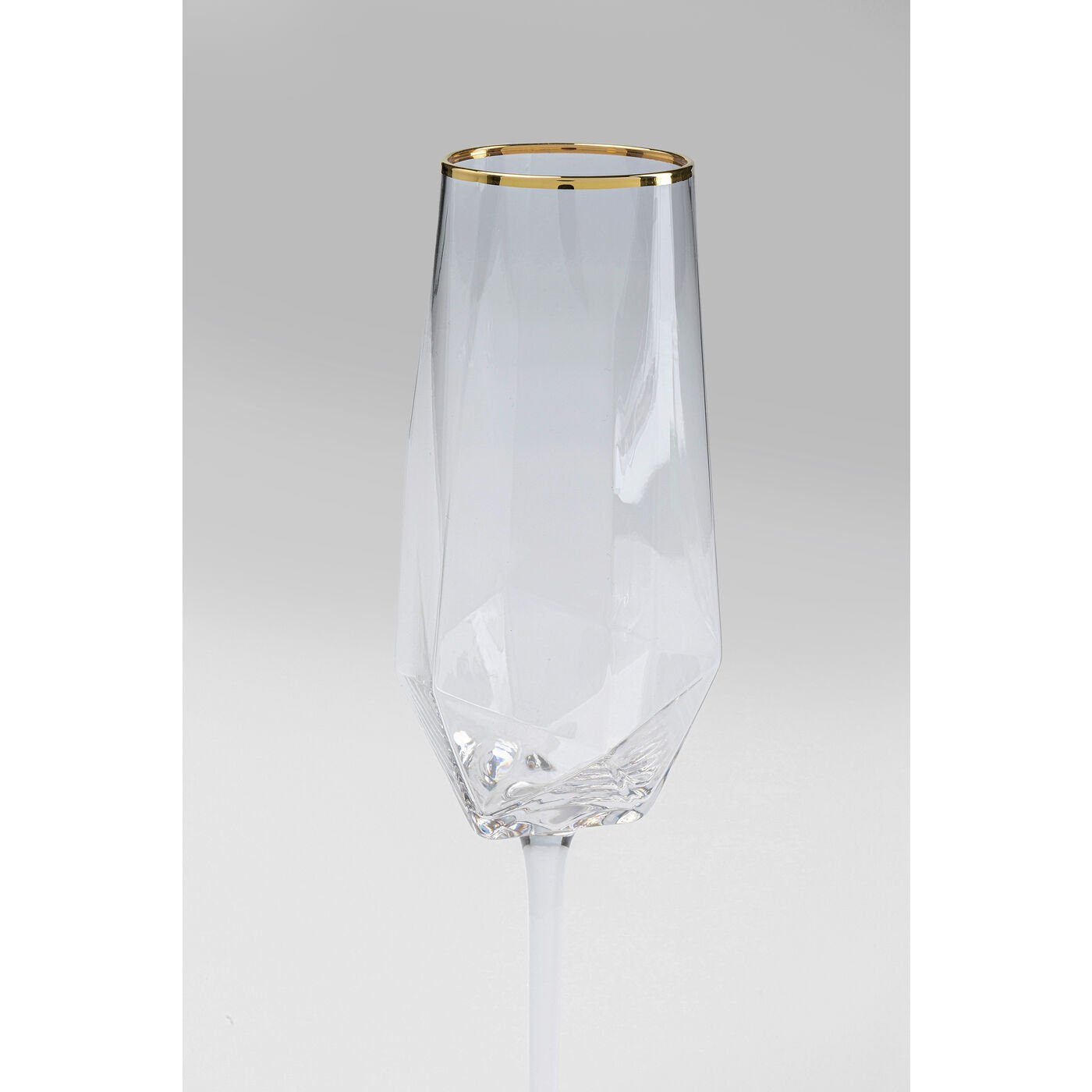 Kare Design Gläser-Set Sektglas Diamond Gold Rim, 4-tlg., Glas