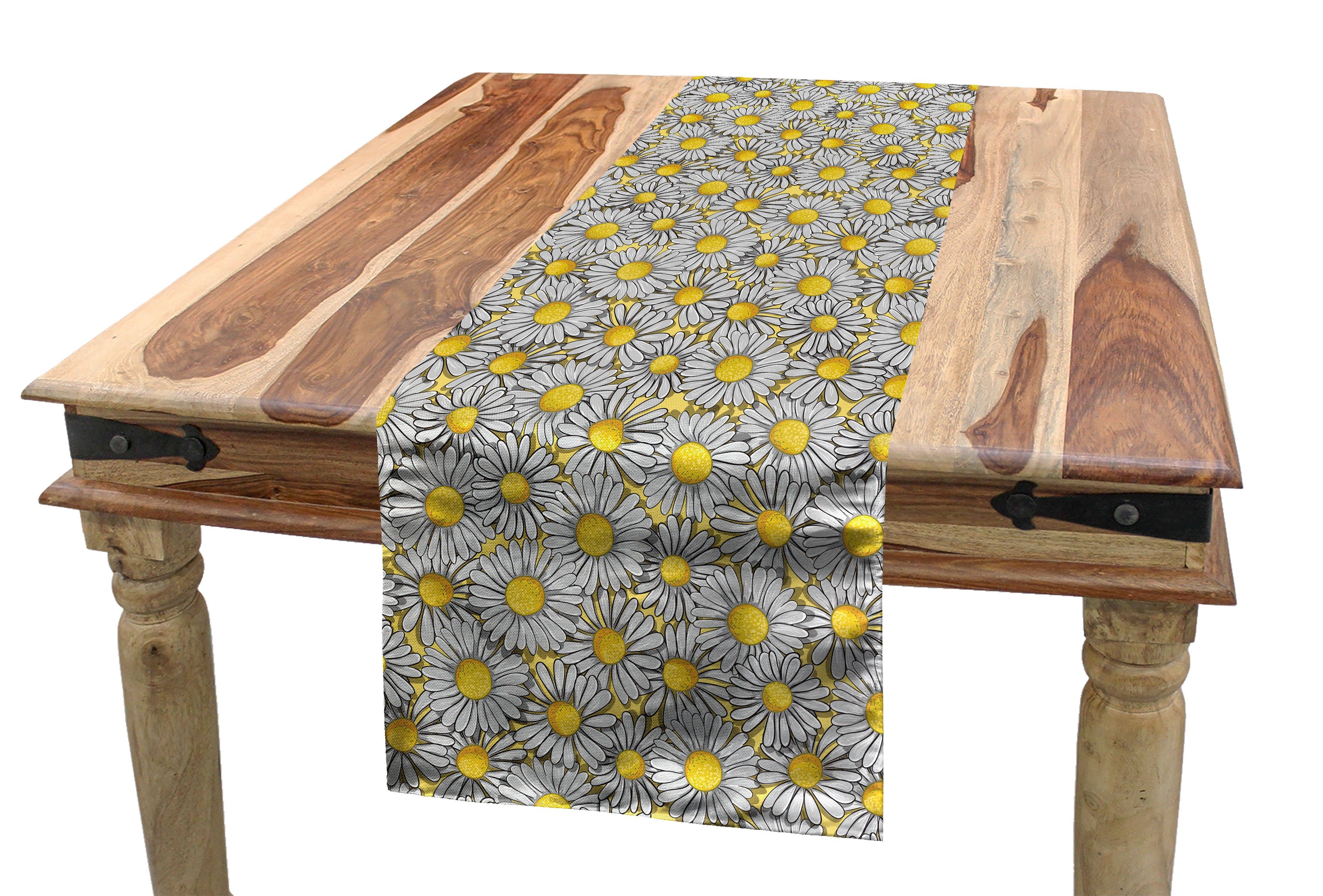 Abakuhaus Tischläufer Esszimmer Küche Rechteckiger Dekorativer Tischläufer, Gänseblümchen Überlappten Blütenblätter drucken | Tischläufer