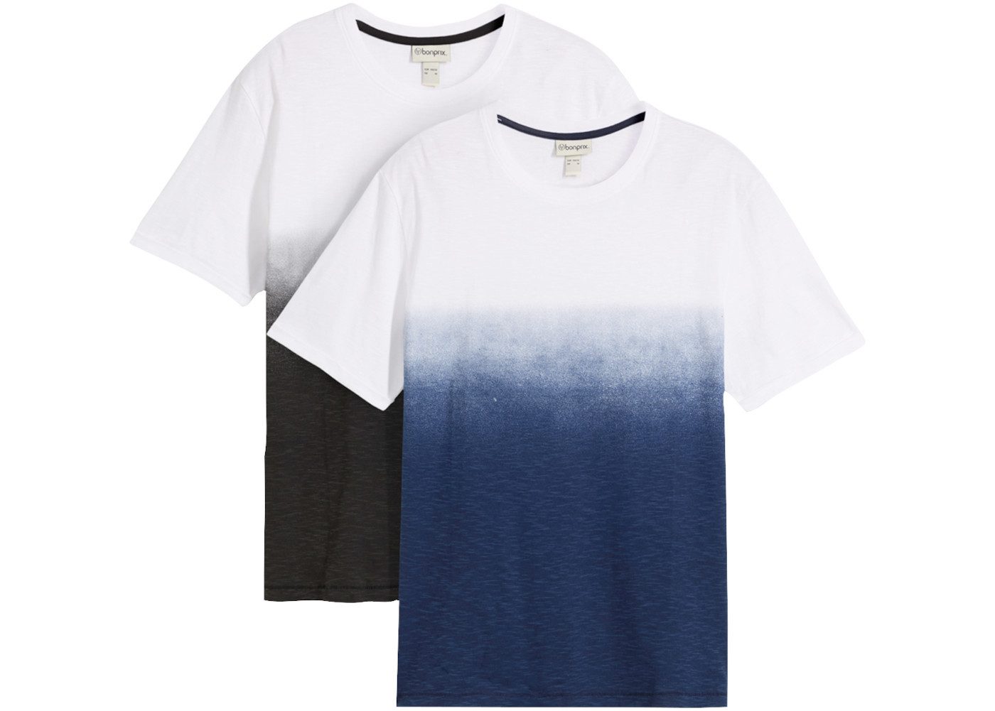 bonprix T-Shirt (Packung, 2er) aus reiner Baumwolle, mit Farbverlauf, regular fit, Kurzarm-Schnitt