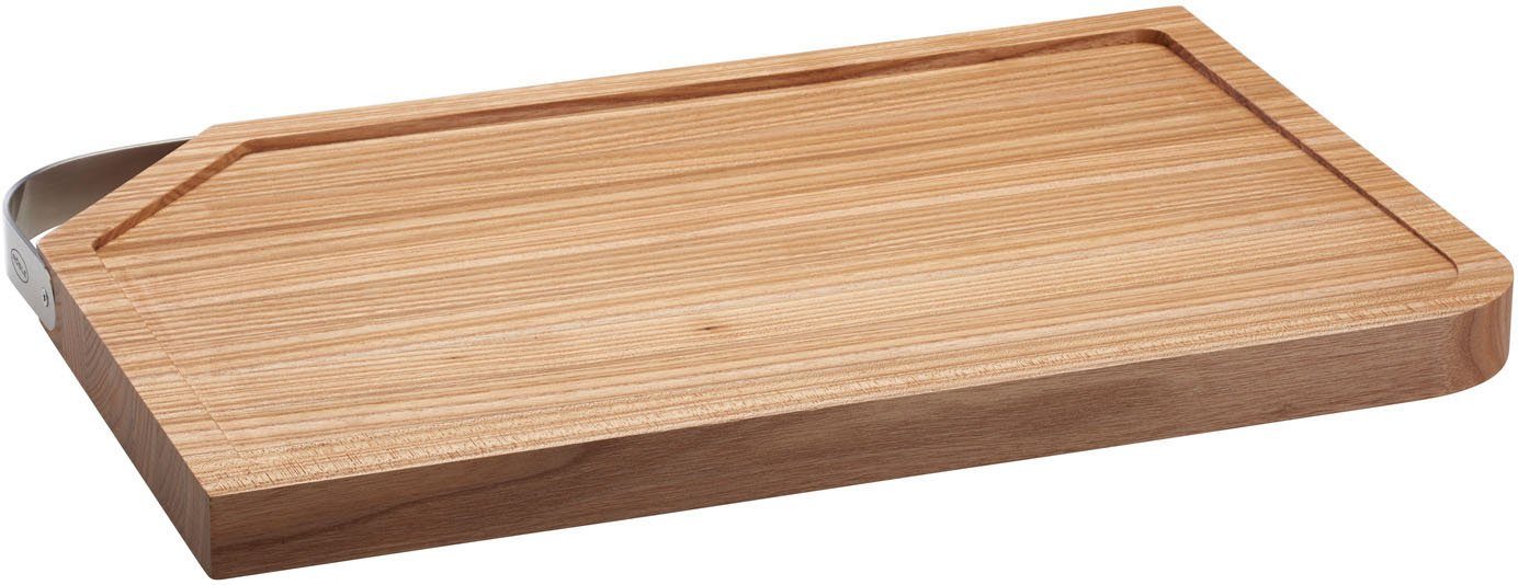 RÖSLE Schneidebrett, Holzwerkstoff, (1-St), mit Edelstahlgriff, für die Küche oder als Servierbrett, aus Ulmenholz