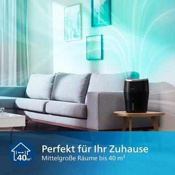 Philips Luftreiniger Series 2000 Luftbefeuchter – für Räume, für 40 m² Räume, mit NanoCloud-Technologie, 3 Geschwindigkeitsstufen, Sleep-Modus