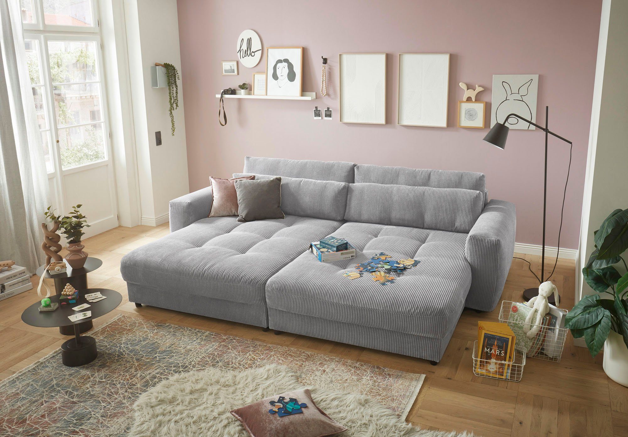 DESIGN hellgrau Nierenkissen inkl. EXCITING frei stellbar, 2 und Raum im Loveseat Rücken- (2-St), 2 Barura ED