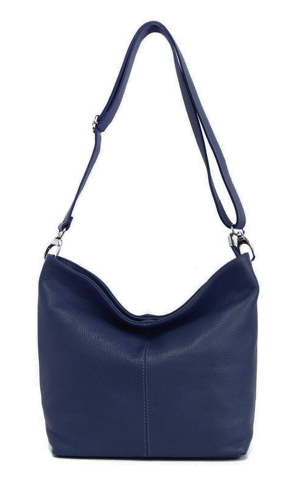 Schultertasche MADE IN ITALY Damen Leder Tasche Shopper Umhängetasche Cross Over Body