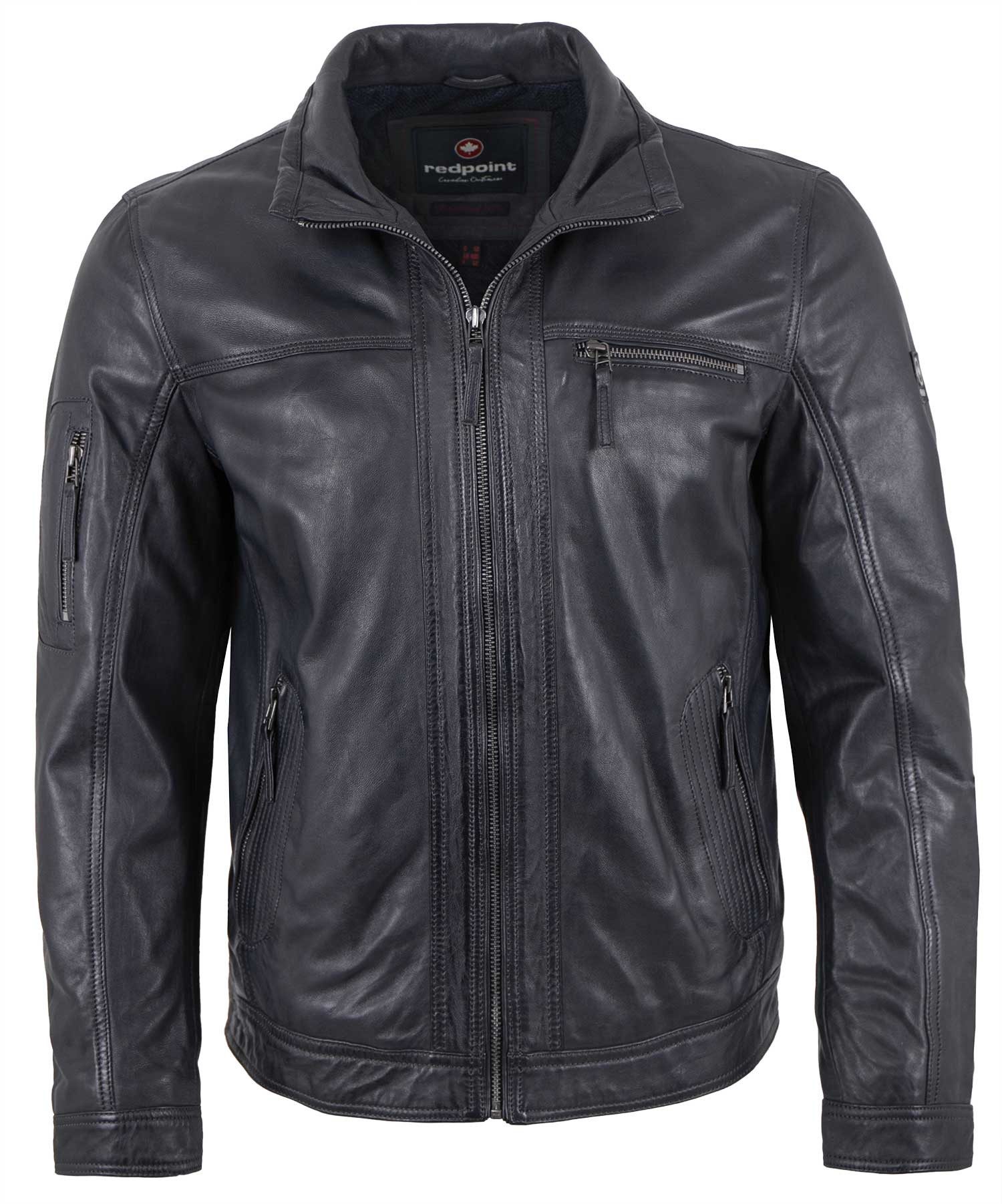 Redpoint Lederjacke Brice Redpoint - Herren Lederjacke Neuseeländisches Lammnappa navy/anthra