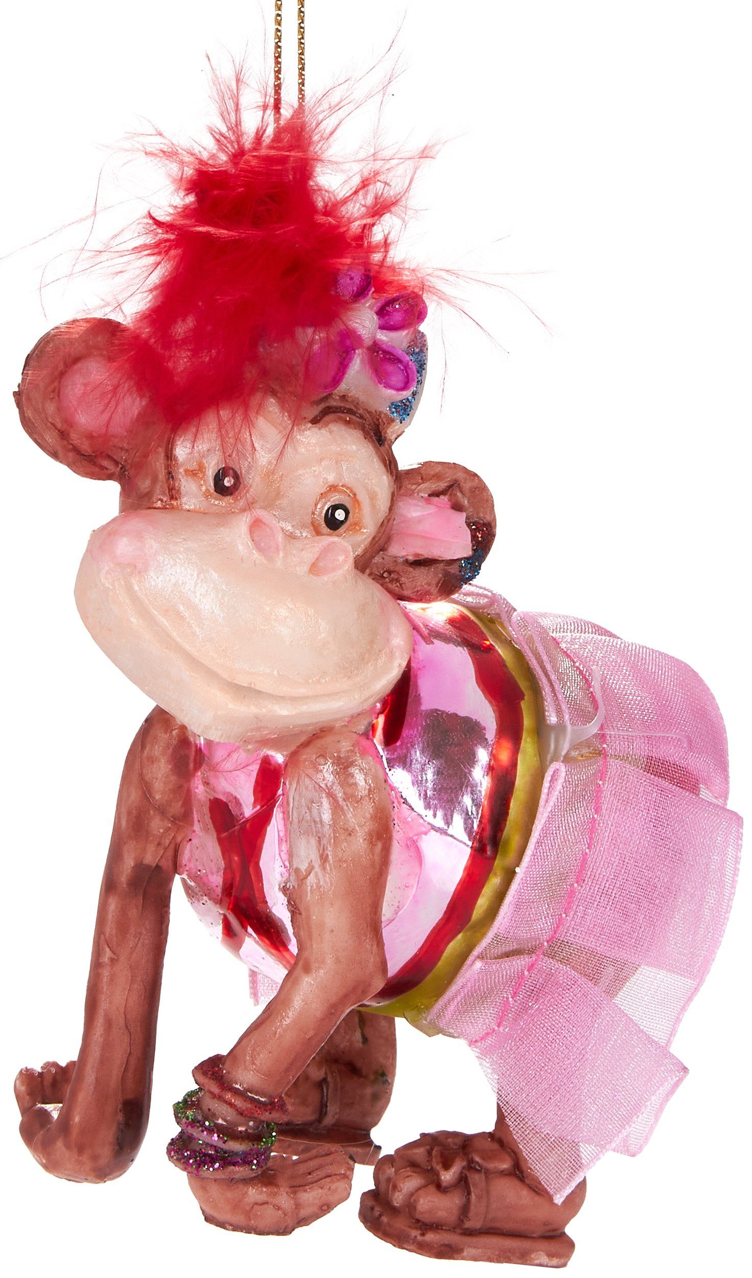 BRUBAKER Christbaumschmuck Handbemalte Weihnachtskugel Zirkusaffe mit Kleid günstig online kaufen