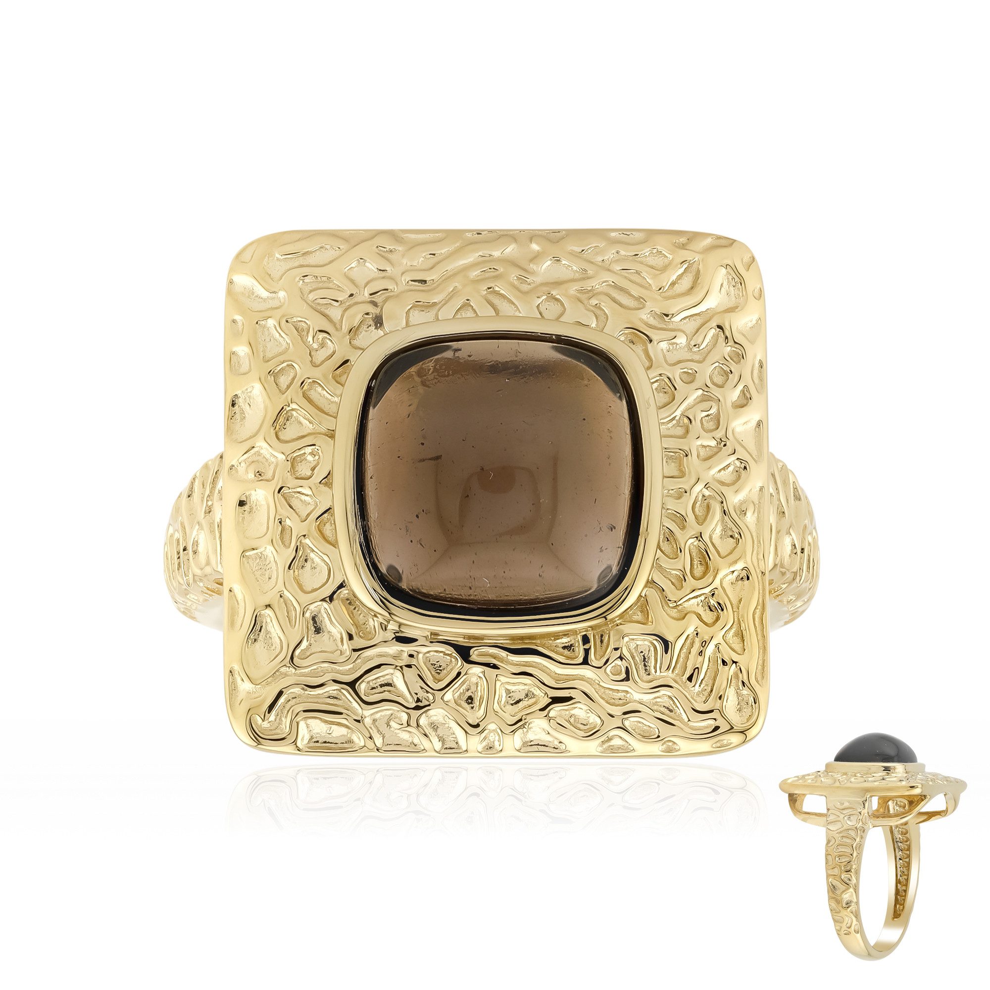 Cavill Solitärring Cavill Rauchquarz 2,05 ct Ring Goldplattiert 925er Silber (1-tlg)