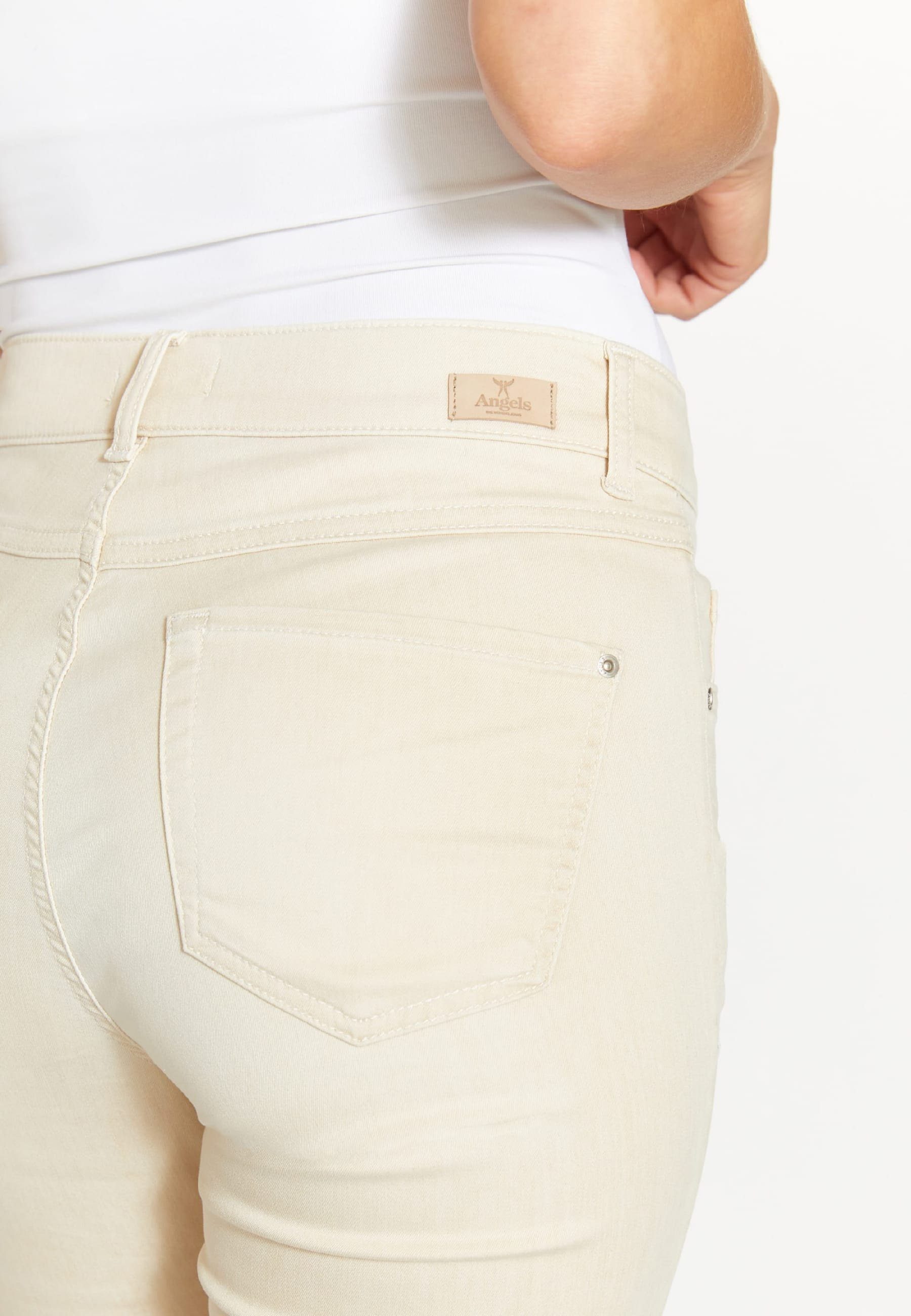 Slim-fit-Jeans used ANGELS mit Super Jeans Anacapri mit beige light Stretch Label-Applikationen Denim