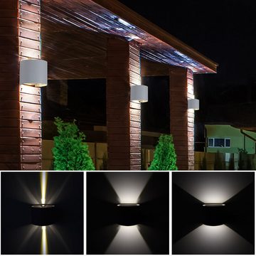 etc-shop Außen-Wandleuchte, LED-Leuchtmittel fest verbaut, Neutralweiß, 4er Set LED Wand Leuchten Balkon Akzent UP DOWN Lampen Lichtschein