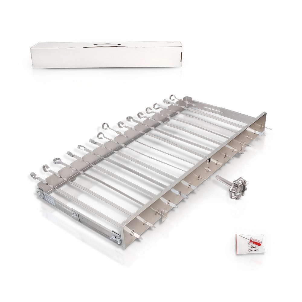 Drehspieß Sesam Spießdreher 15 Spieße Handkurbel 82 cm Breite 24-40 cm Edelstahl