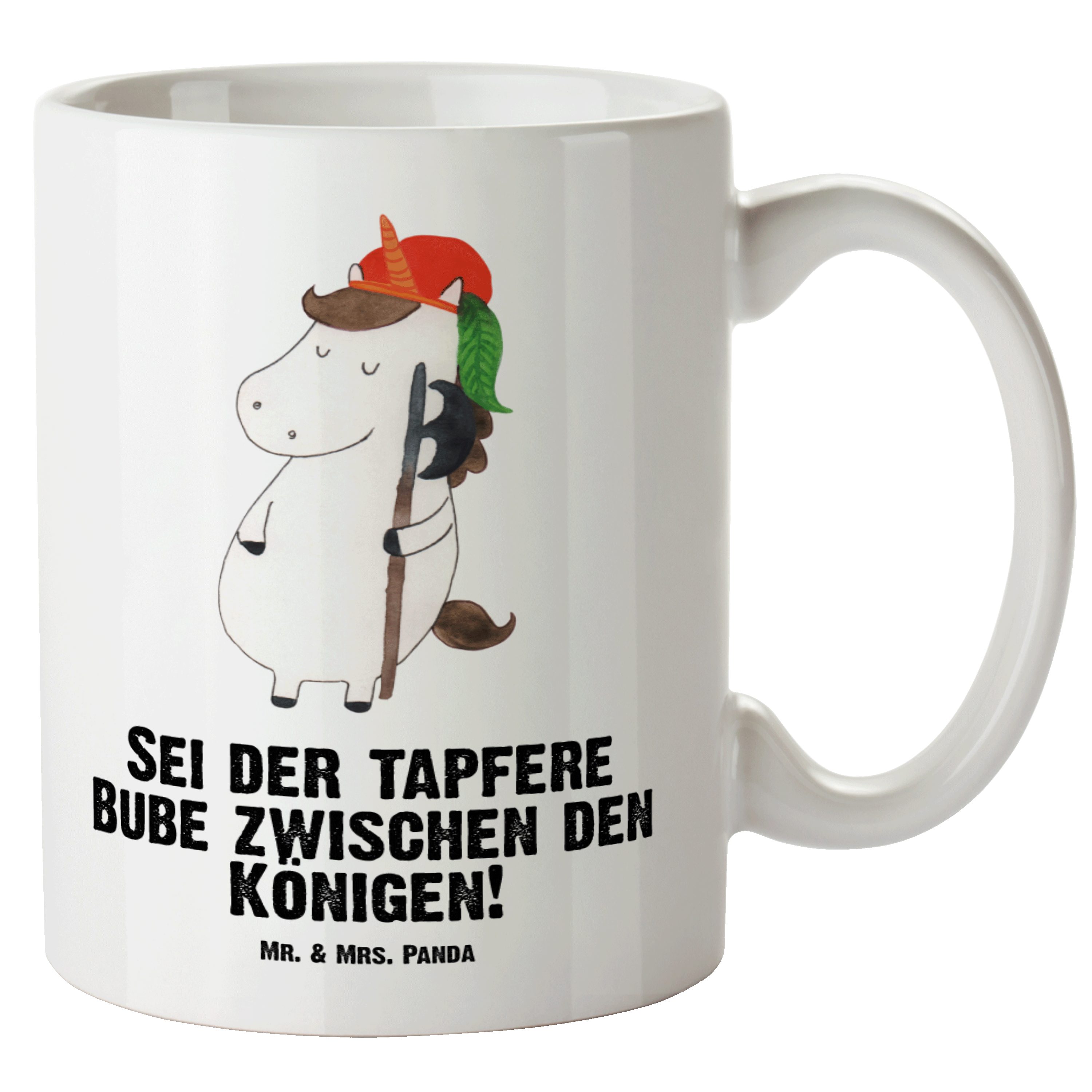 Mr. & Mrs. Panda Tasse Einhorn Bube - Weiß - Geschenk, XL Tasse, Einhörner, XL Becher, XL Te, XL Tasse Keramik