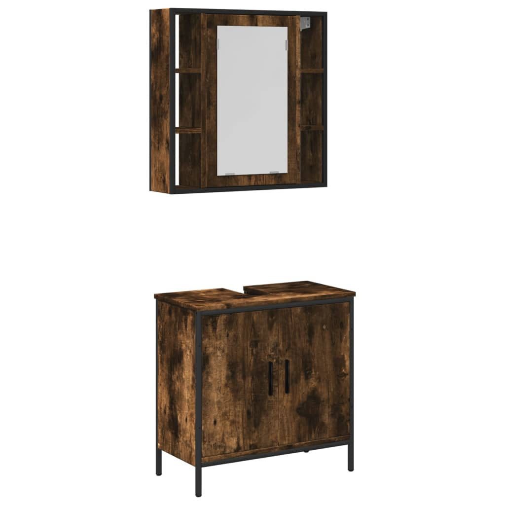 vidaXL Badezimmer-Set 2-tlg. Badmöbel-Set Räuchereiche Holzwerkstoff, günstig online kaufen