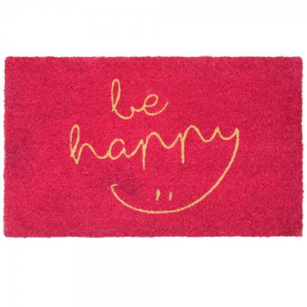Giftcompany Fußmatte Fußmatte aus Kokosfasern Be Happy Pink (75x45cm)