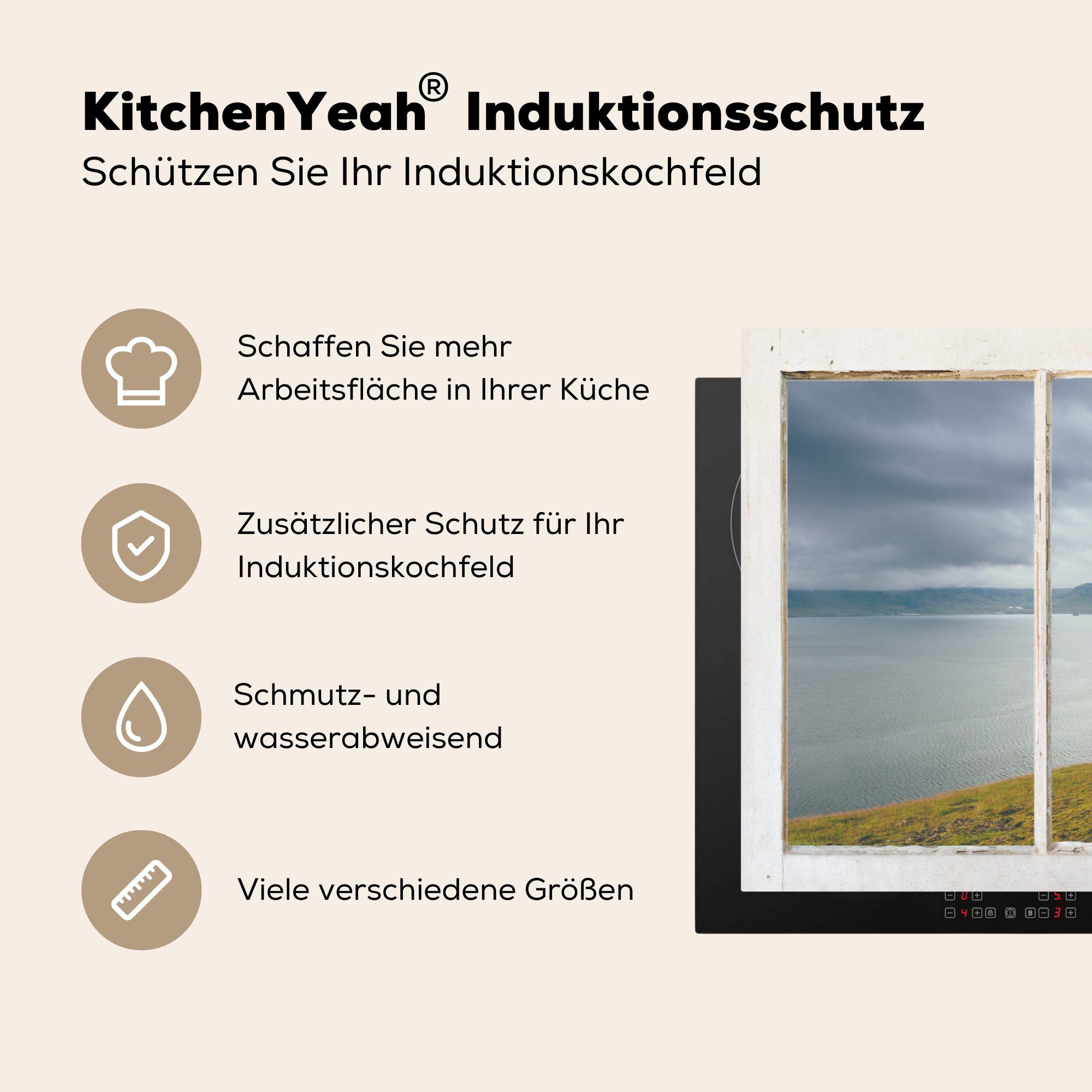 - Vinyl, küche, Herdblende-/Abdeckplatte (1 81x52 Weg für Schutz MuchoWow Ceranfeldabdeckung - tlg), die Landschaft, Aussicht cm, Induktionskochfeld