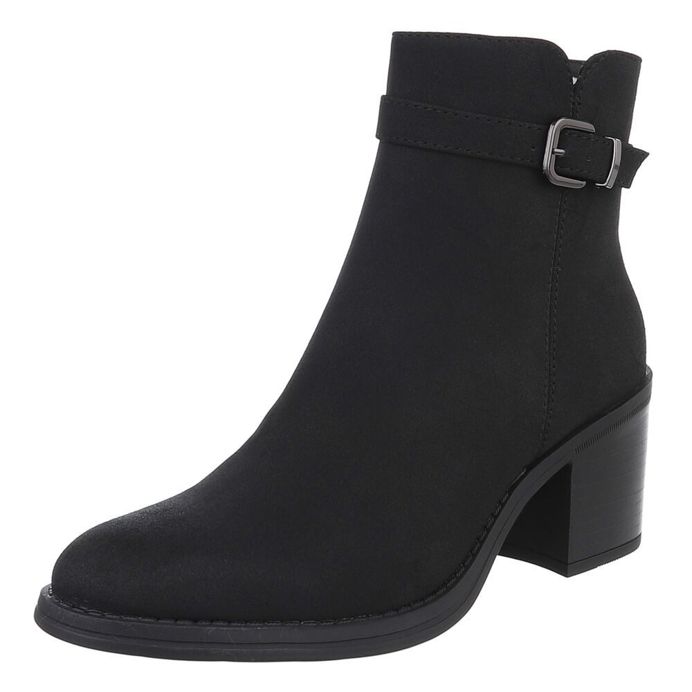 Ital-Design Eleganter Ankle Boot mit Schnalle für Alltag und Freizeit Stiefelette (90482797) Blockabsatz Півчобітки in Schwarz