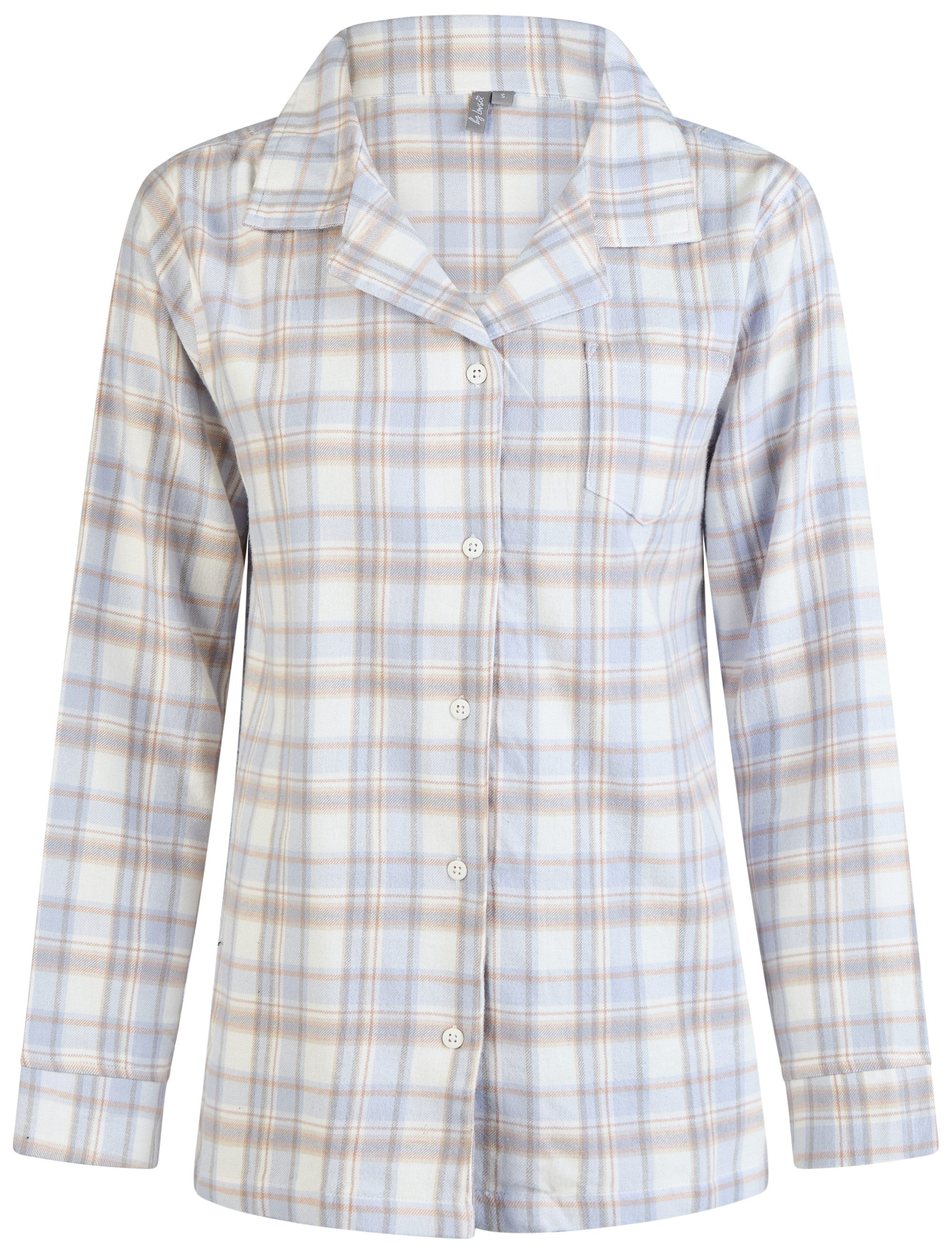 By Louise Schlafanzug Icy Embrace (Set, 2 tlg., 2-teilig) Damen Pyjama lang Langarm Flanell geknöpft Baumwolle