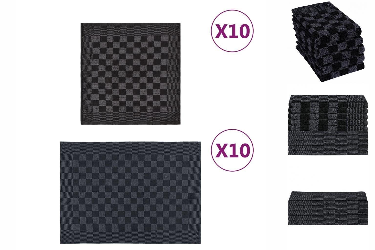 vidaXL Handtuch 20-tlg Handtuch-Set Schwarz und Grau Baumwolle
