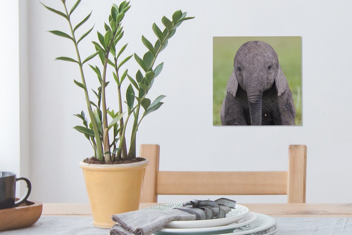 Schlafzimmer St), für (1 eines OneMillionCanvasses® Elefantenbabys, Leinwand Wohnzimmer Leinwandbild Bilder Porträt