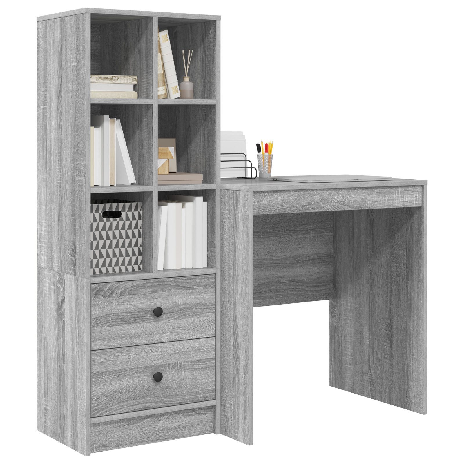 vidaXL Sideboard Schreibtisch mit Stauraum Graues günstig online kaufen