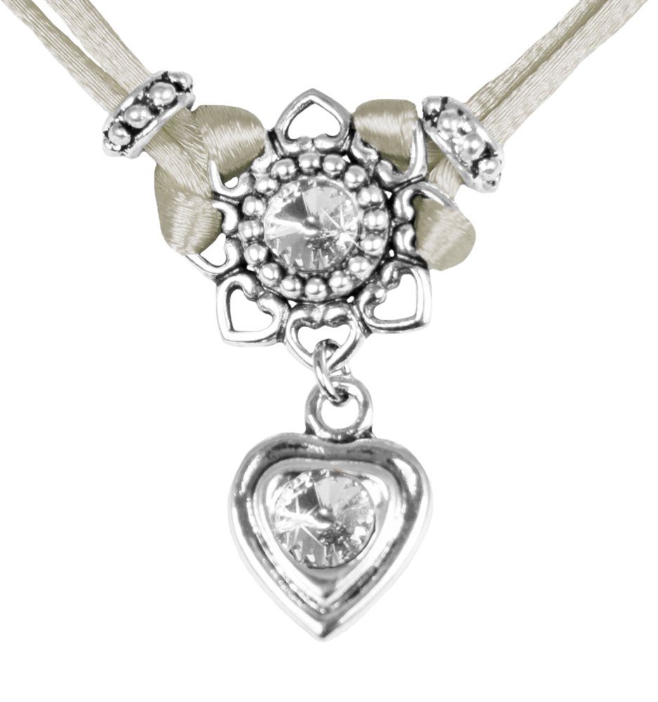 LUISIA® Kette mit Anhänger LUISIA Halskette Chiara mit Herzblüte, Strassherz