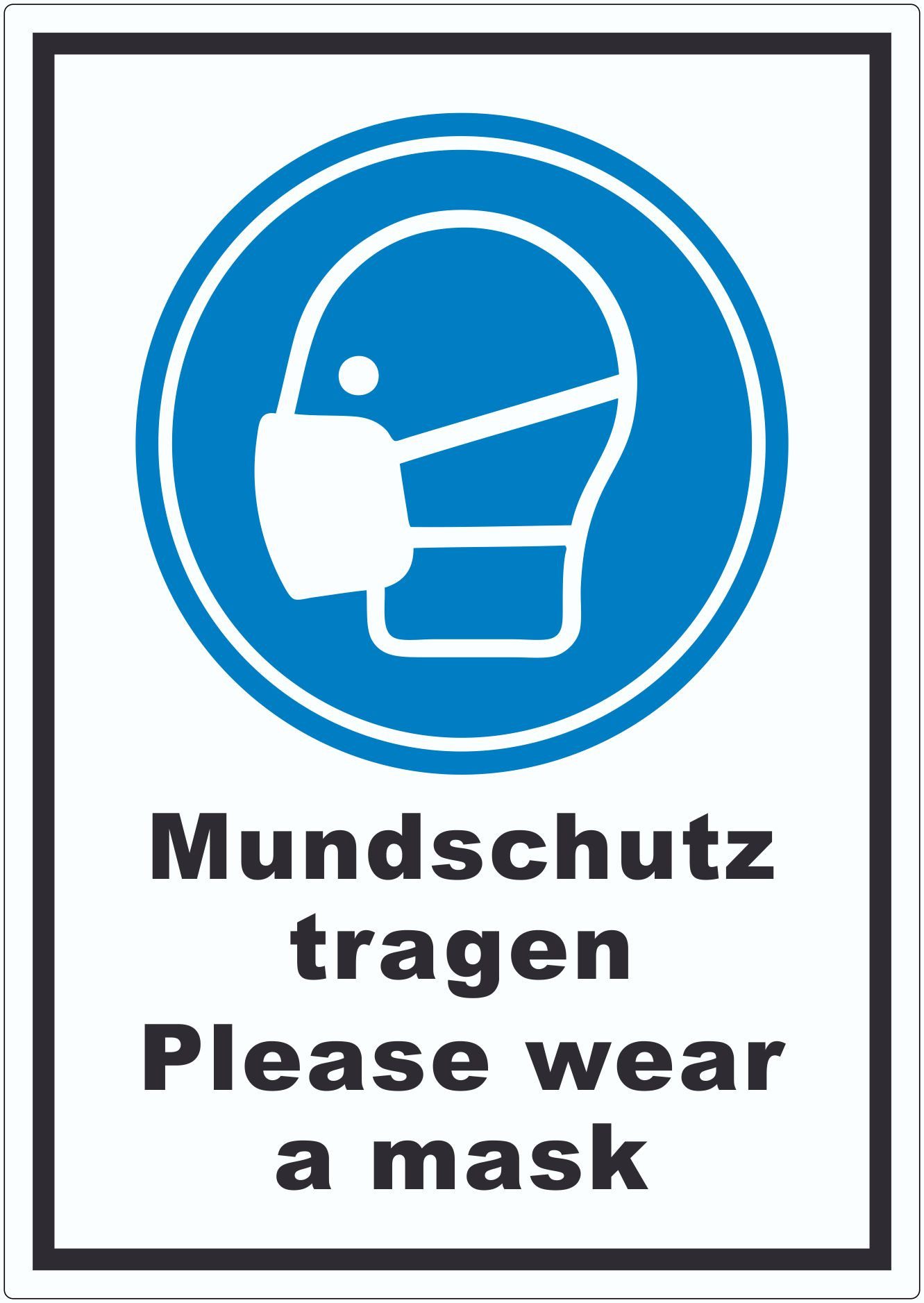 HB-Druck Aufkleber Mundschutz tragen Please wear a mask Aufkleber, wetterfest, UV-beständig, kratzfest