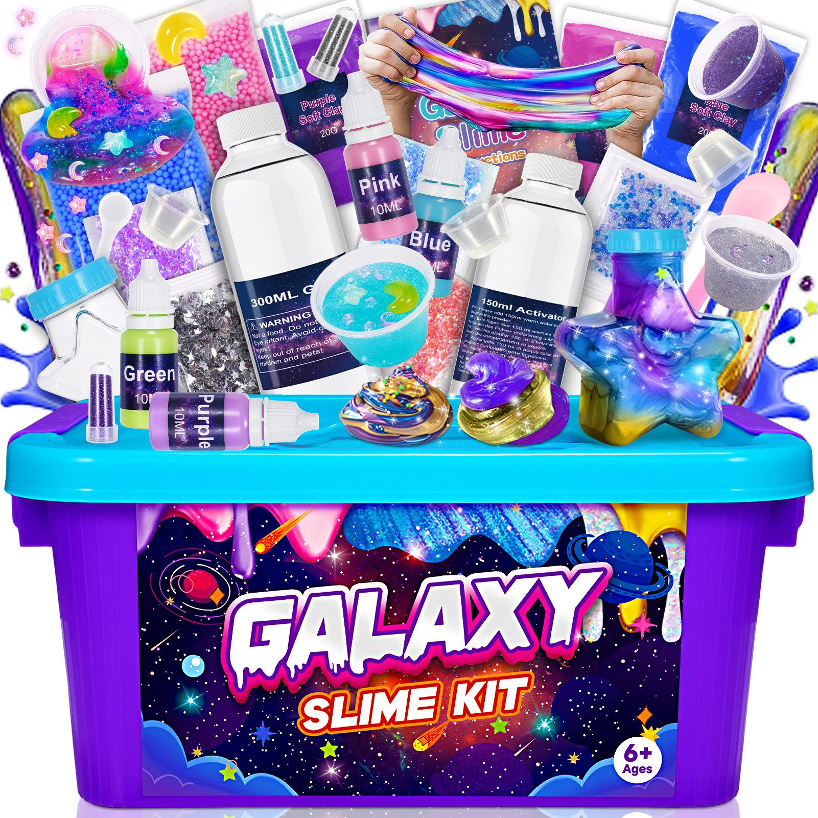 Wootoy Kreativset Experimentierkasten Schleim Bastelset Galaxy Einhorn DIY Slime Kit, (mit Glitzer Perlen und Zubehör zum Kreativen Gestalten, 1-tlg., Schleim-Bastelset in zwei Themenwelten: Galaxie oder Einhorn), Fördert Kreativität Feinmotorik und spiel