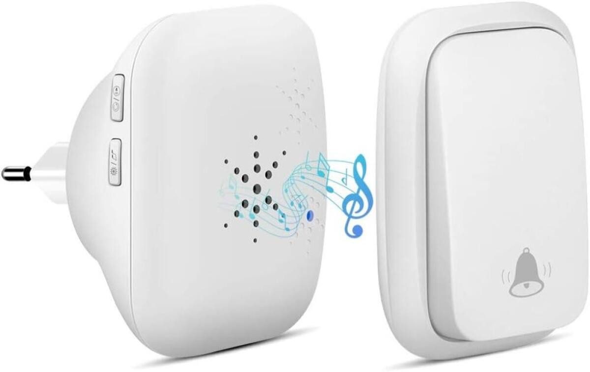 FELIXLEO Türklingel-Set Batterielose Funkklingel Set 4 Lautstärkestufen und LED Blitz, Weiß, (1-tlg)