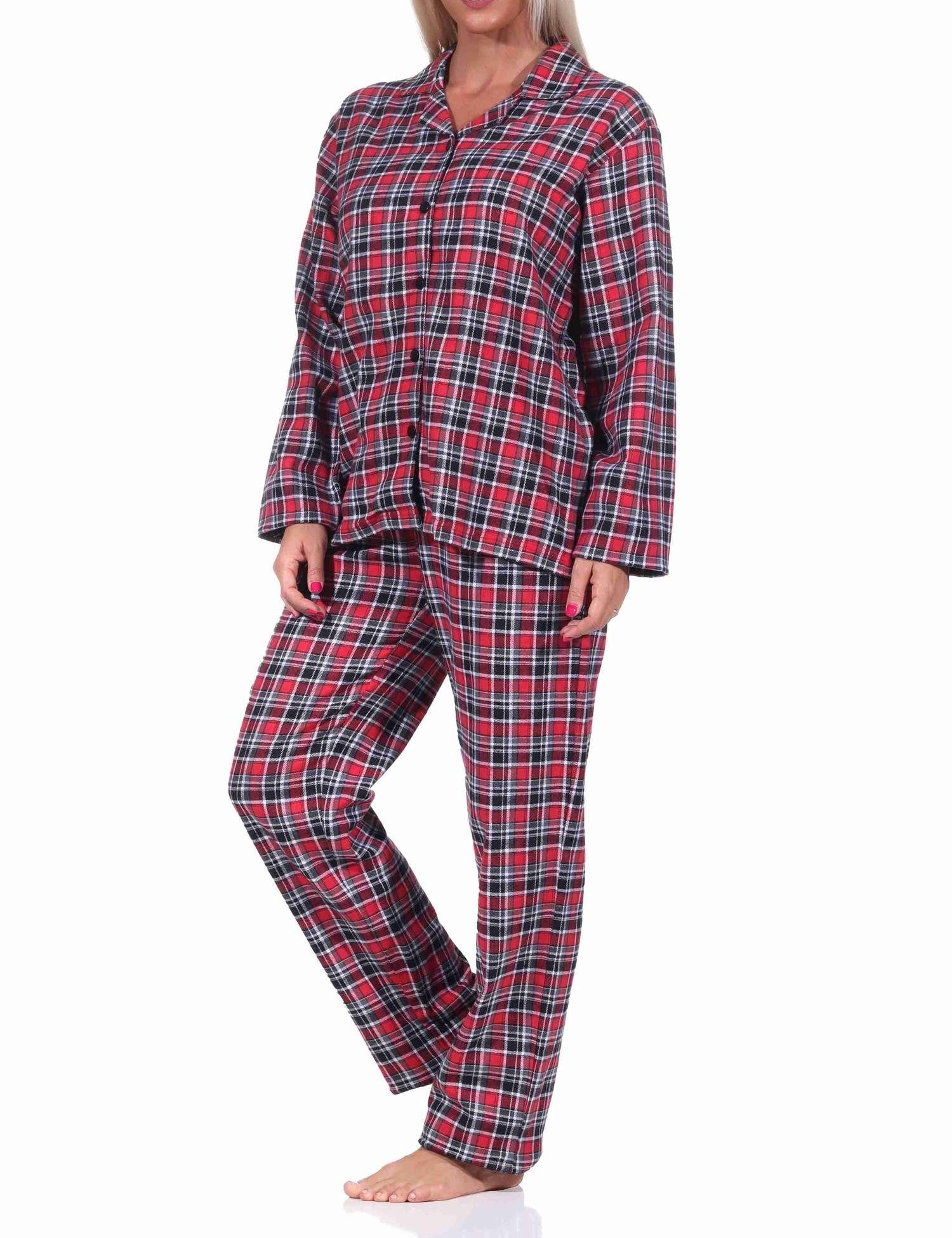 Normann Pyjama Damen langarm Flanell SchlafanzugSet kariert - 222 15 870