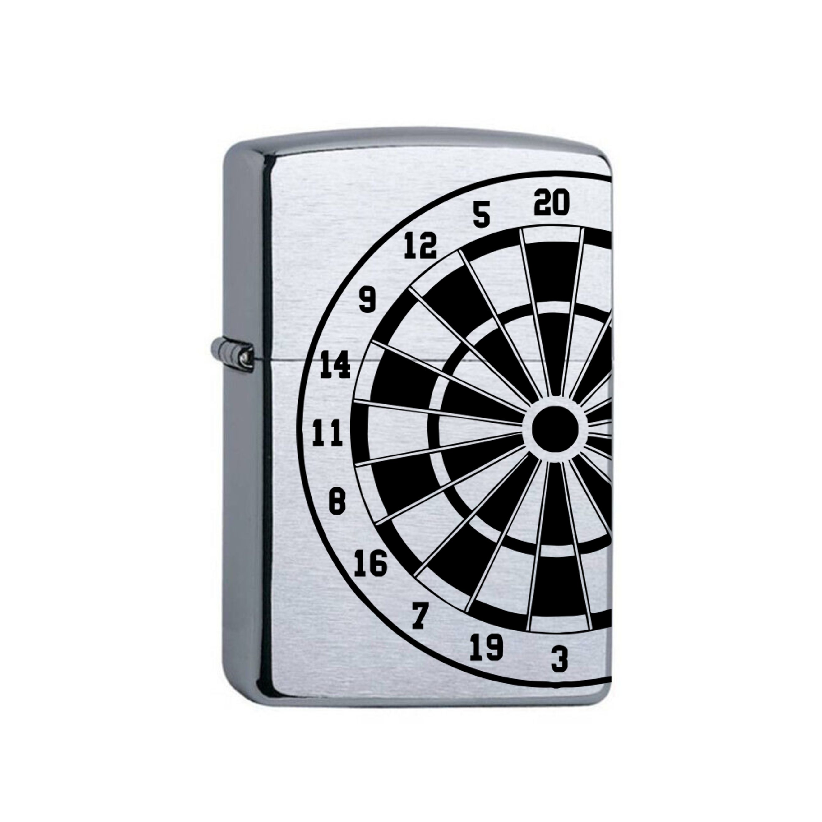 Lasernauten Feuerzeuge Zippo Feuerzeug mit Gravur Dartscheibe Chrome Brushed Dart Dartboard, Benzinfeuerzeug