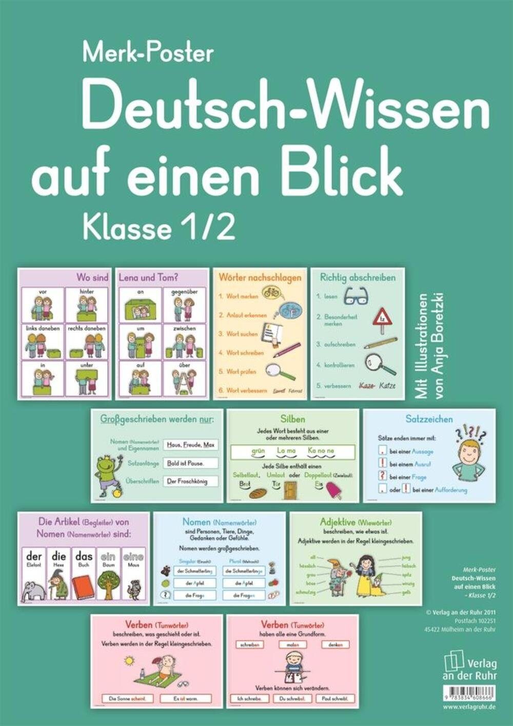 Verlag an der Ruhr Poster Merk-Poster Deutsch-Wissen auf einen Blick Klasse 1/2
