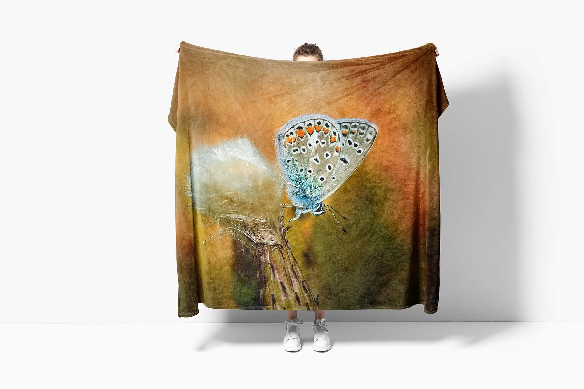 Handtuch (1-St), Kuscheldecke Saunatuch Strandhandtuch mit Schmetterling Art Naha, Handtücher Sinus Handtuch Tiermotiv Baumwolle-Polyester-Mix