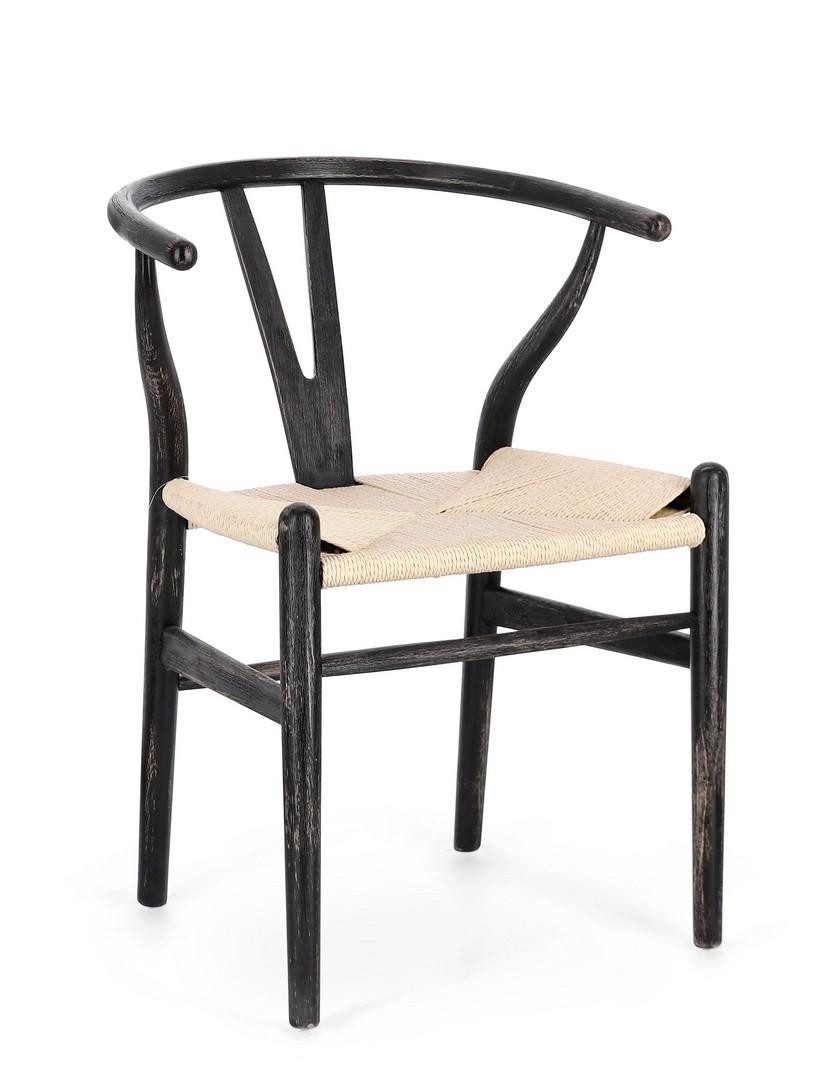 Natur24 Esszimmerstuhl 4er Set Stühle Artemia in Schwarz aus Buchenholz