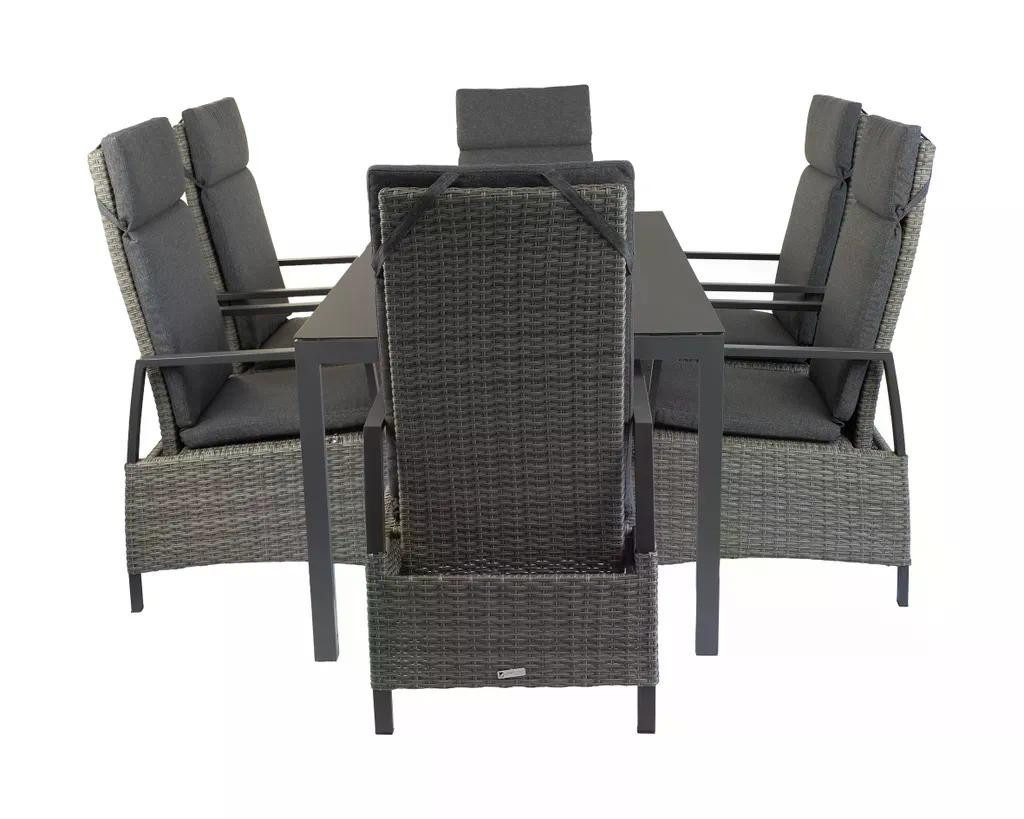 Greemotion Gartenlounge-Set Valletta mit Tisch und Stapelstühlen Aluminium, (7-tlg), inkl. Kissen