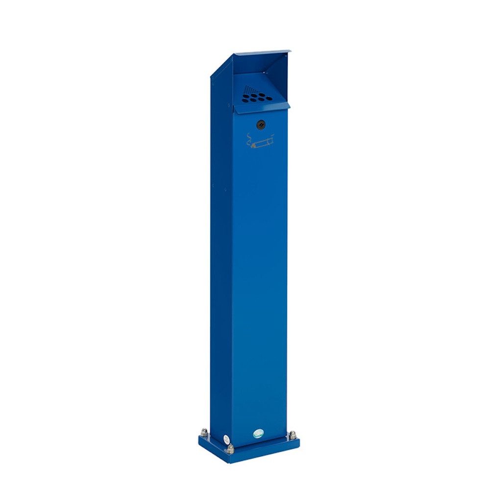 PROREGAL® Aschenbecher Robuster Ascher Standsäule Schloss und Bodenplatte 2L 115x18x15cm Blau