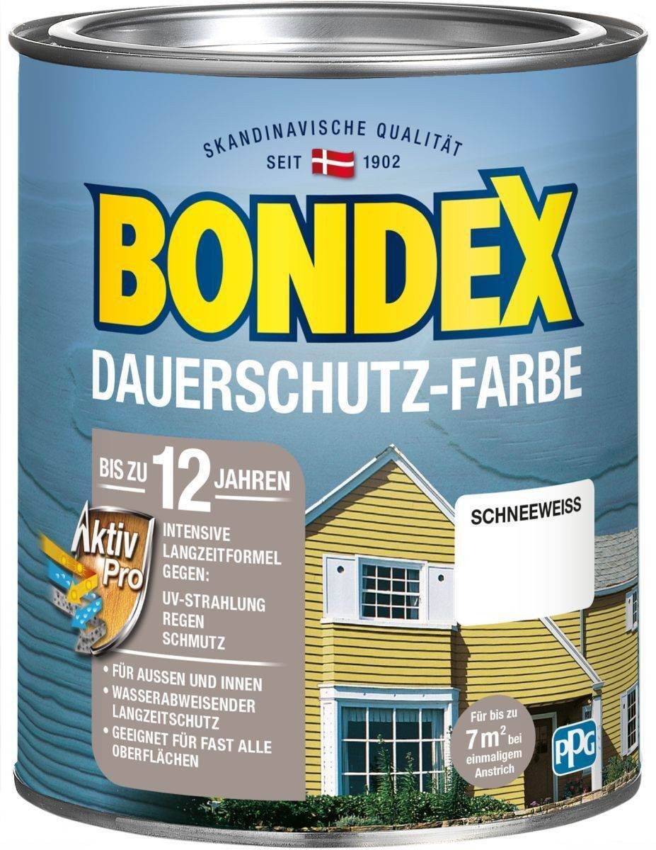 Bondex Wetterschutzfarbe BONDEX Dauerschutz Farbe 0,75L, Holzfarbe, Hochdeckend, Schneeweiß