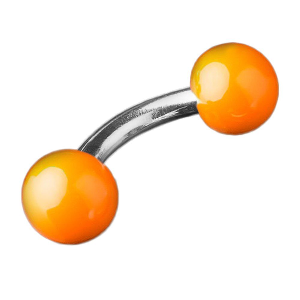 viva-adorno Augenbrauenpiercing 1,2 x 5mm Micro Piercing Banane Stahlkugeln glänzend emailliert, Curved Barbell 316L Chirurgenstahl