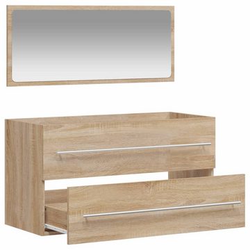 vidaXL Badezimmer-Set Badschrank mit Spiegel Sonoma-Eiche Holzwerkstoff, (1-St)