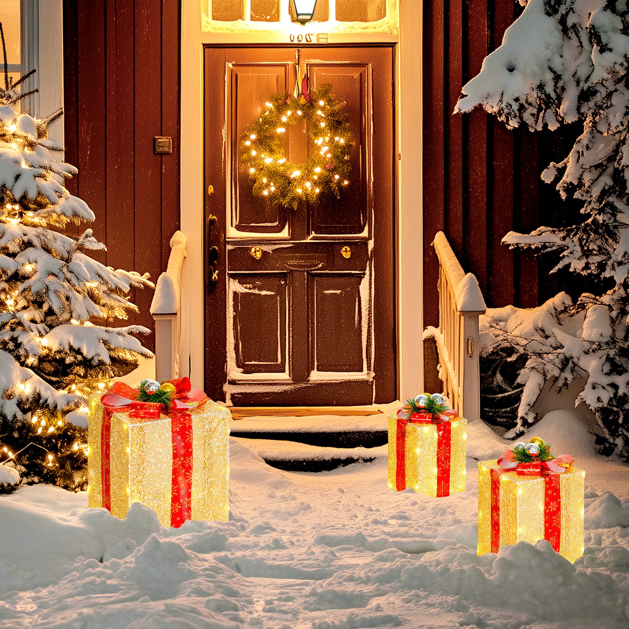 Outsunny Weihnachtsfigur 58er LED, 3-teiliges Geschenkboxen, in warmweiß (W günstig online kaufen