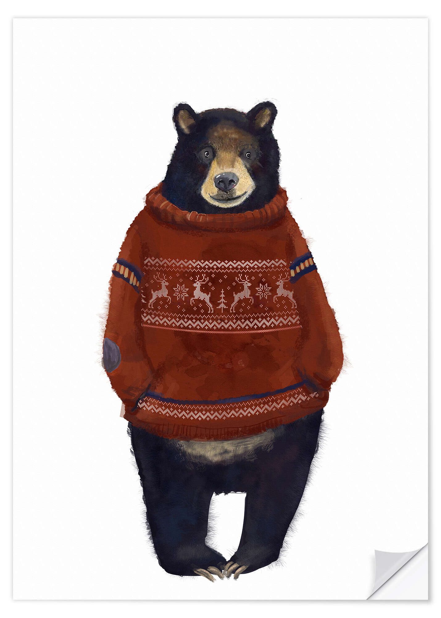 Posterlounge Wandbild Herr Bär im Norweger-Pulli, Eve Farb, erhältlich als Poster, Leinwandbild, Wandsticker oder Acrylglasbild