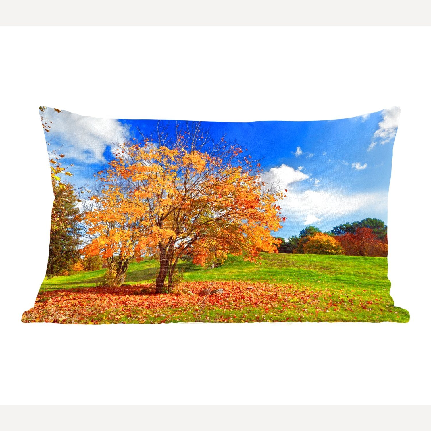 Jahreszeiten, mit Schlafzimmer - Blätter Wohzimmer - Dekokissen Dekoration, - Zierkissen, Füllung, Dekokissen Herbst MuchoWow Baum