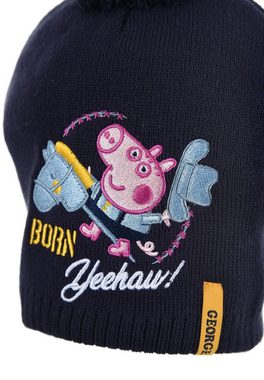 Peppa Pig Bommelmütze Peppa Wutz Kinder Mädchen Jungen Winter-Set Winter-Mütze Handschuhe (SET)