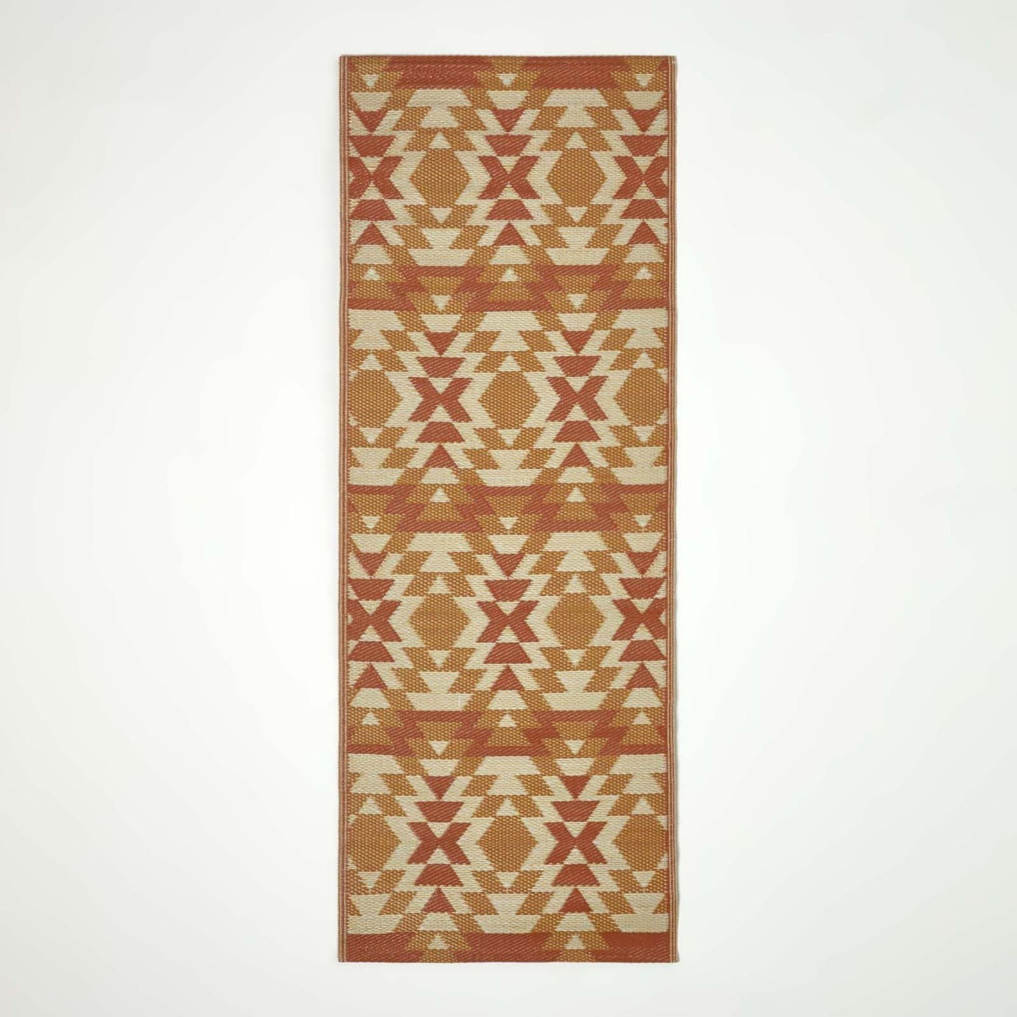 Homescapes Outdoorteppich Outdoor Teppich-Läufer Anya 75 x 200 cm – Ethno-Muster, rot-orange, rechteckig, Höhe: 20 mm
