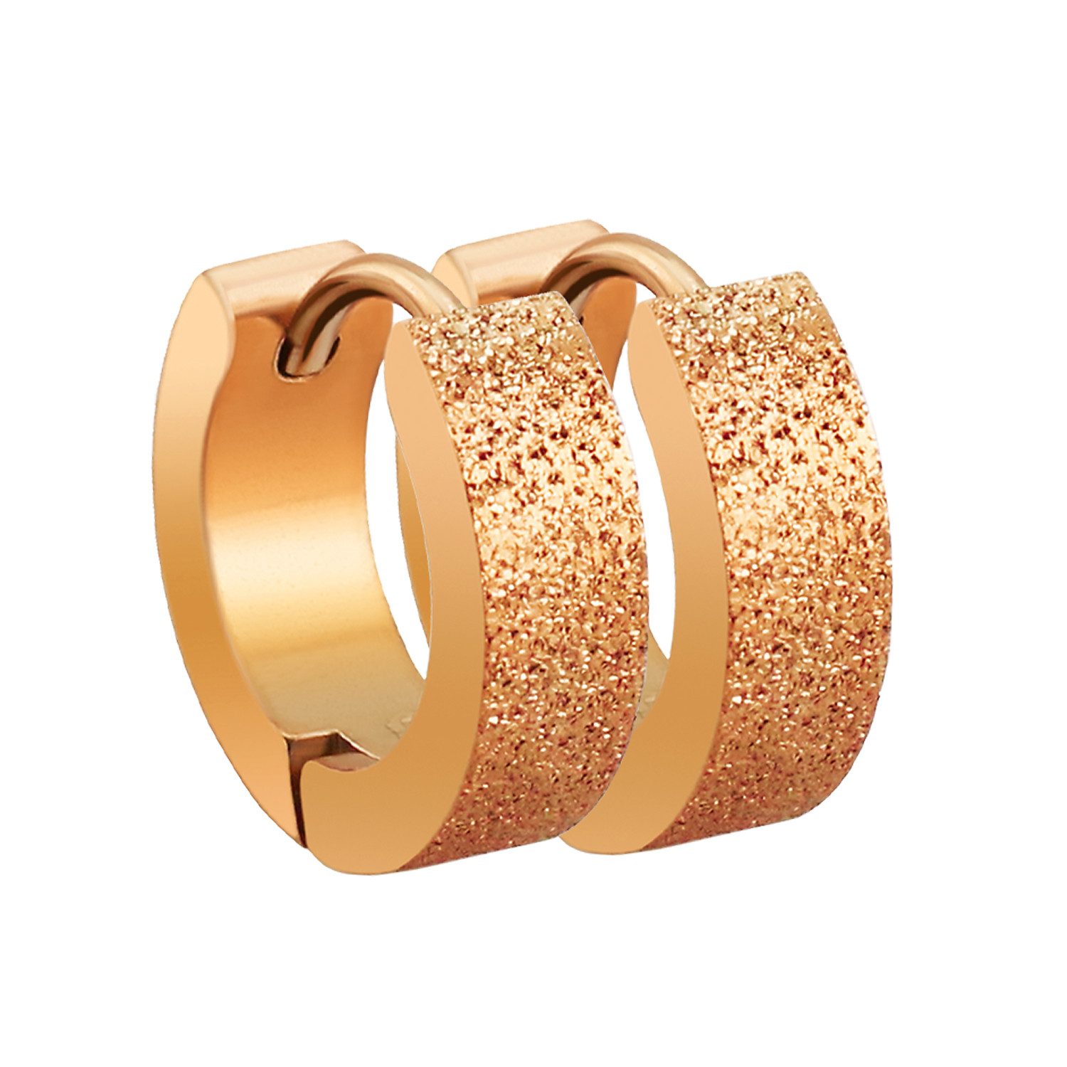 Taffstyle Paar Creolen Schmuck Ohrringe Creolen Huggie Klappverschluss sandgestrahlt Rosegold (zum Geburtstag Weihnachten Valentinstag), Klassische Ohrringe Creolen Frauen Damen Schmuck Geschenke Muttertag