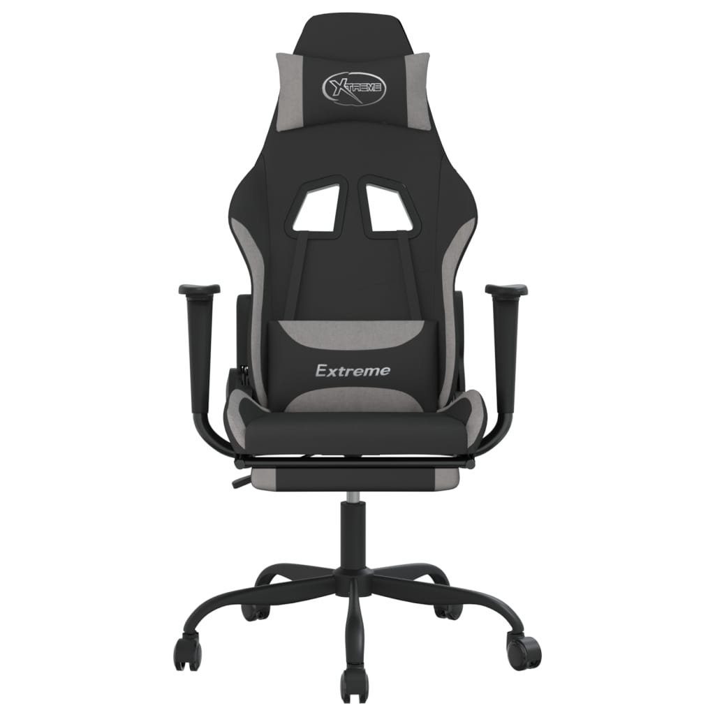 vidaXL Bürostuhl Gaming-Stuhl mit Fußstütze Schwarz und Hellgrau Stoff Bürostuhl