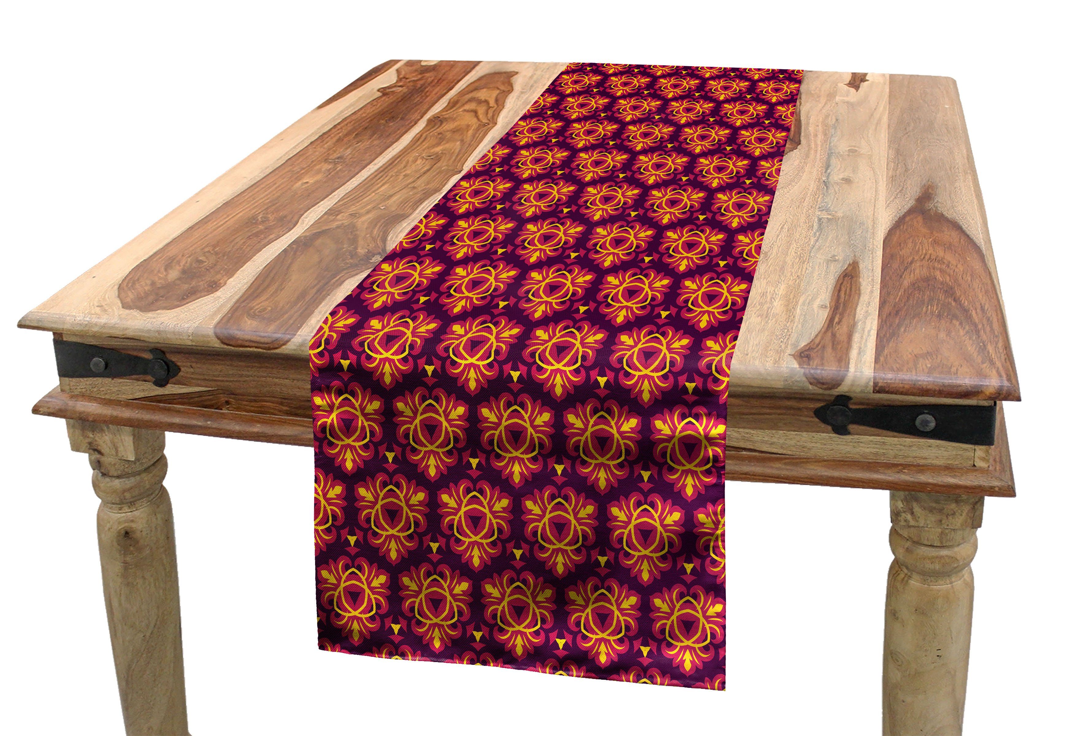 Abakuhaus Tischläufer Esszimmer Küche Rechteckiger Dekorativer Tischläufer, Modern Symmetrische Blumenfliese | Tischläufer