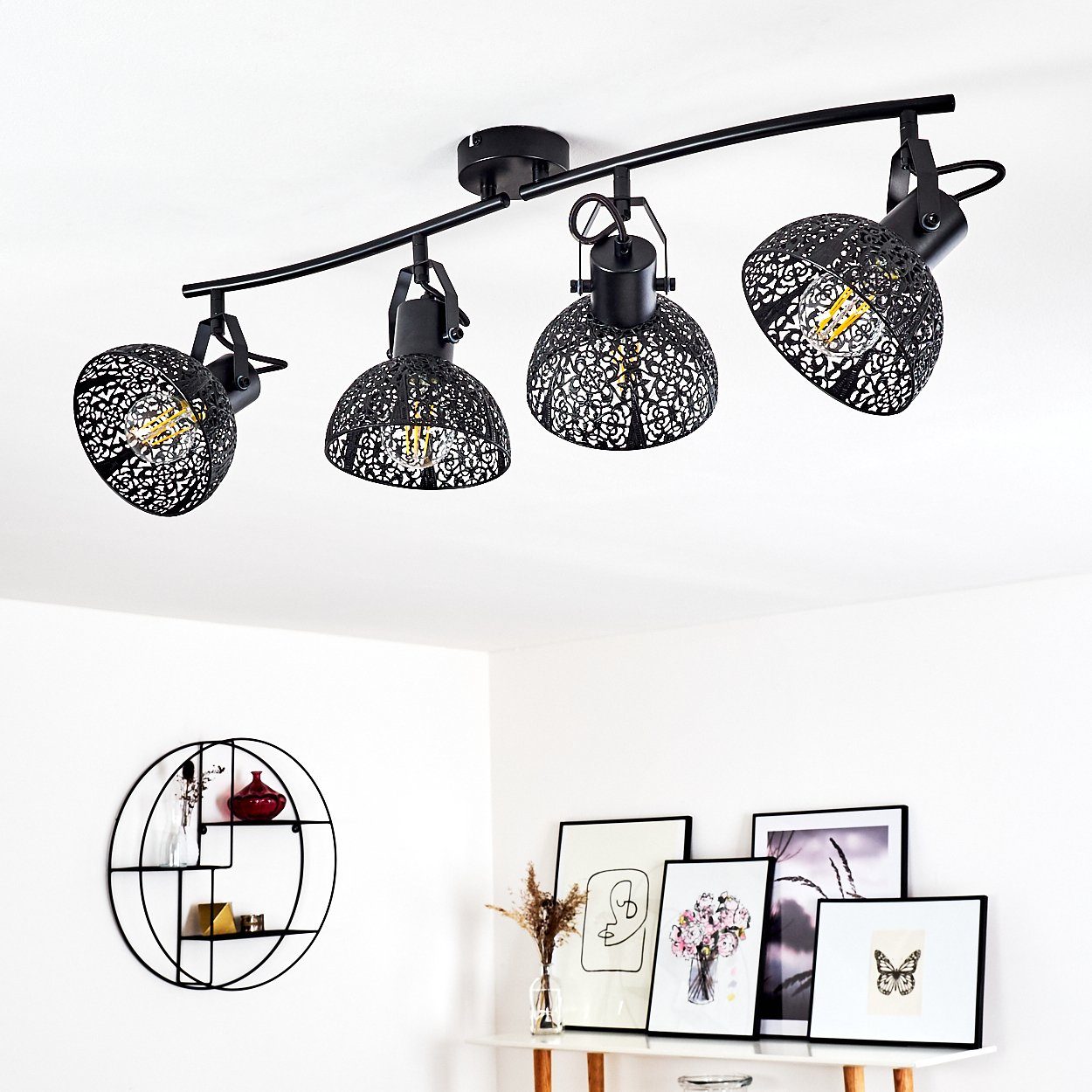hofstein Deckenleuchte »Aquino« Deckenlampe aus Metall in Schwarz, ohne Leuchtmittel, verstelbare Strahler, E27, romantischem Stil mit Lichteffekt. € 49,99