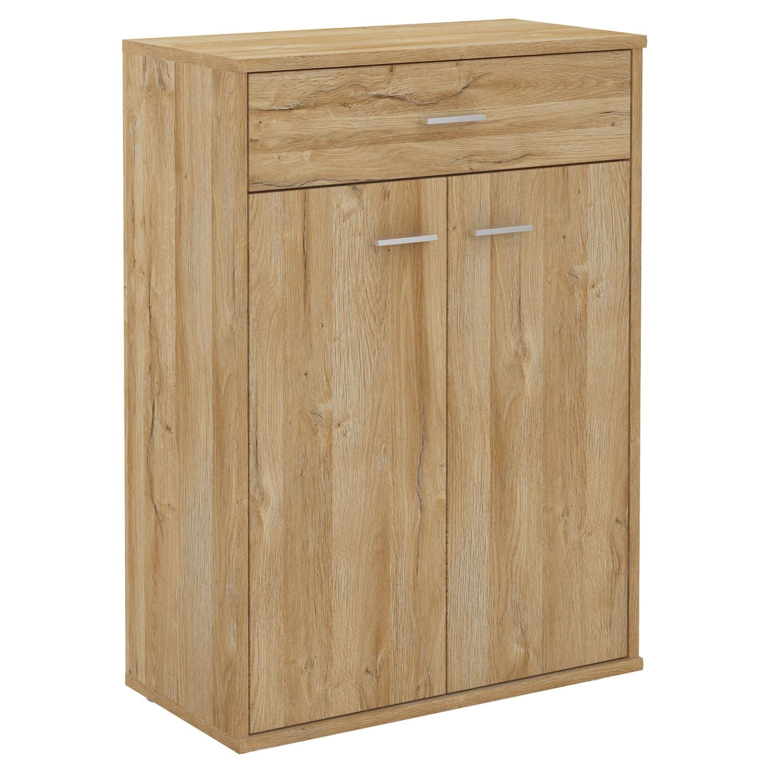 CARO-Möbel Highboard TOMMY, Kommode Sideboard Schrank 2 Türen Anrichte Highboard in Wildeiche